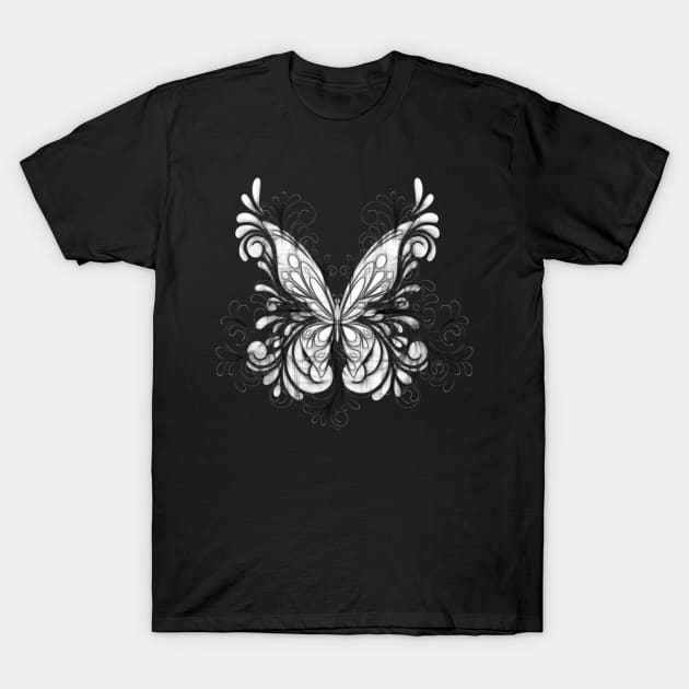 Elegant Butterfly Sketch T-Shirt by AlondraHanley